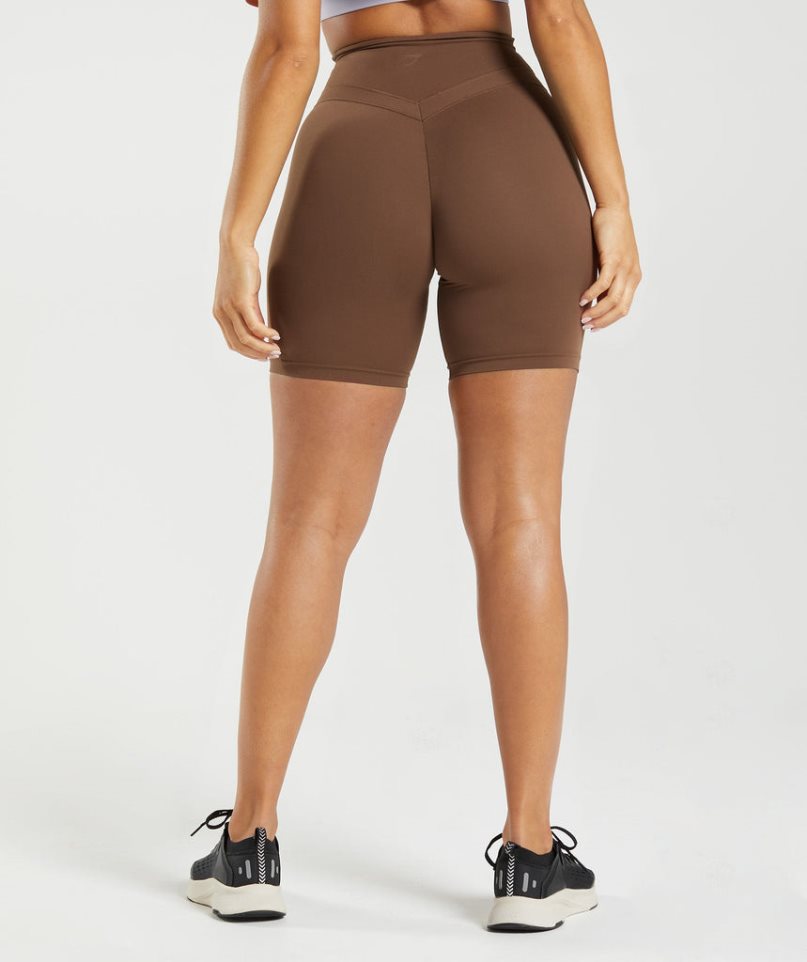 Women's Gymshark Whitney Cycling Shorts Dark Brown | NZ 6EPVOX